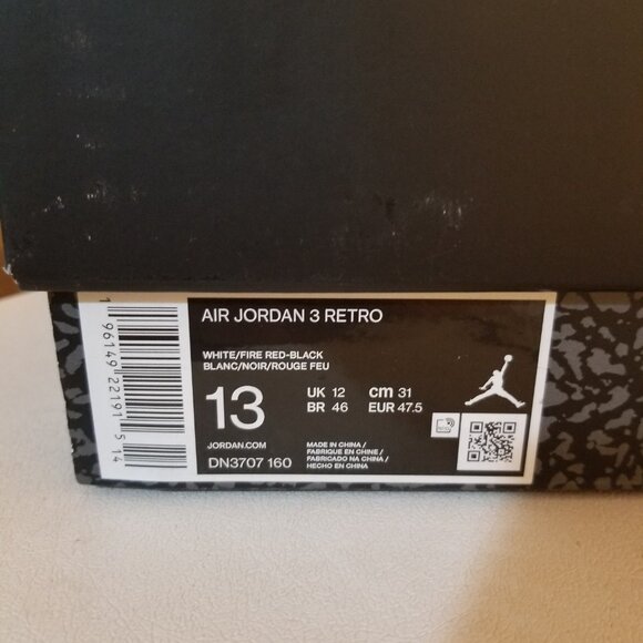 Air Jordan 3 Retro Mid 2022 "Fire Red" Men's Sz 13 - Picture 5 of 5